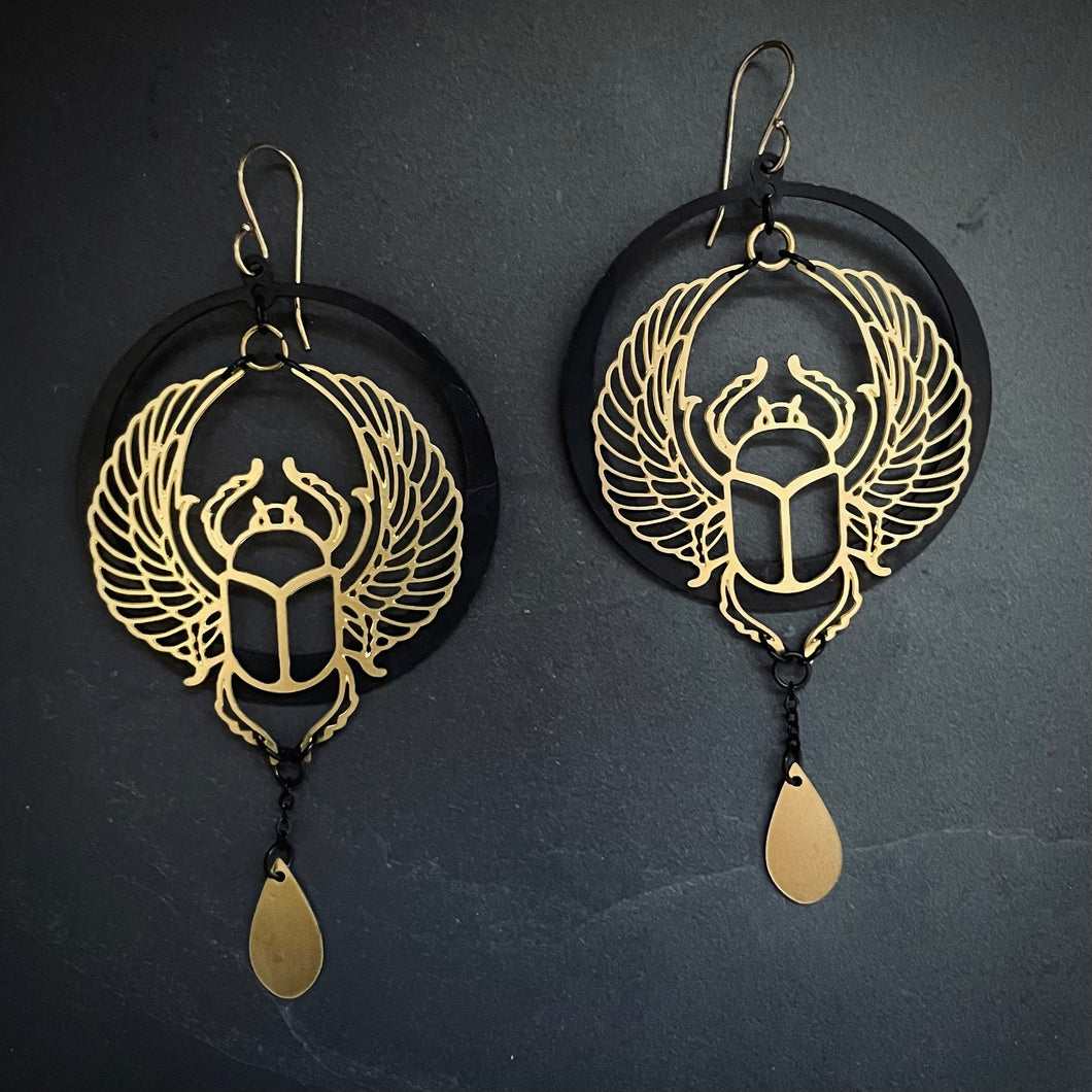 Scarab Drop Earrings